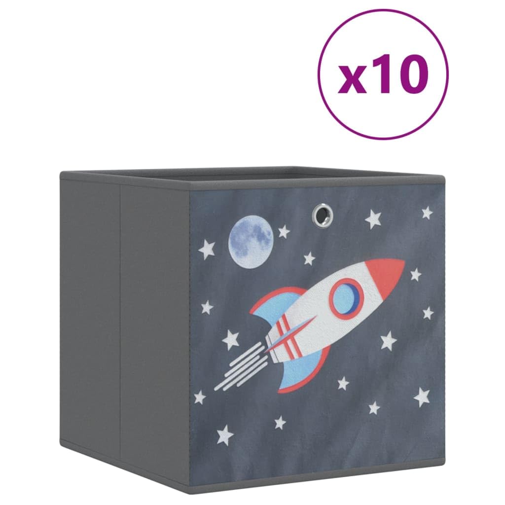 Gecheer 10 STK. Faltboxen Aufbewahrungsbox Zusammenklappbar Spielkiste Regalkorb Faltkiste Kinderbox Grau 32x32x32 cm Vlies