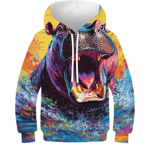 Sweat à capuche hippopotame 3D, le cadeau parfait pour adolescent de 12-14 ans