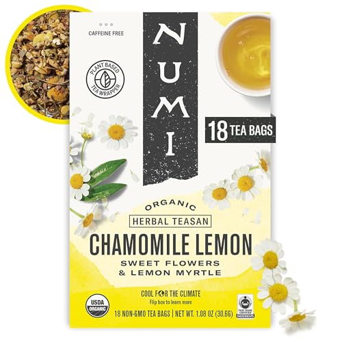 Image of Numi Organic Chamomile Lemon Tea, 18 Herbal Tea Bags, Caffeine Free