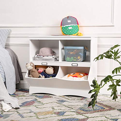 Decopatent Spielzeugschrank/Bücherregal für Kinder - Holzschrank für Kinderzimmer - Zur Aufbewahrung von Spielzeug, Kuscheltieren, Heften. Kinderzimmer Lagerschrank in Weiß – Bild 2