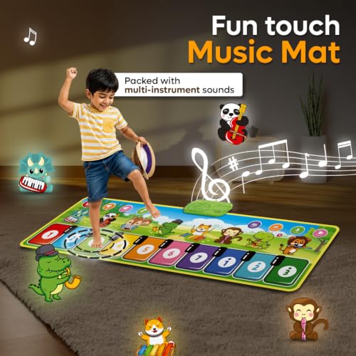 Image of Interactive Baby Musical Piano Mat - Animal Sounds & Music Modes, Fun Learning Keyboard for Toddlers, Lightweight & Portable Musical - Green
