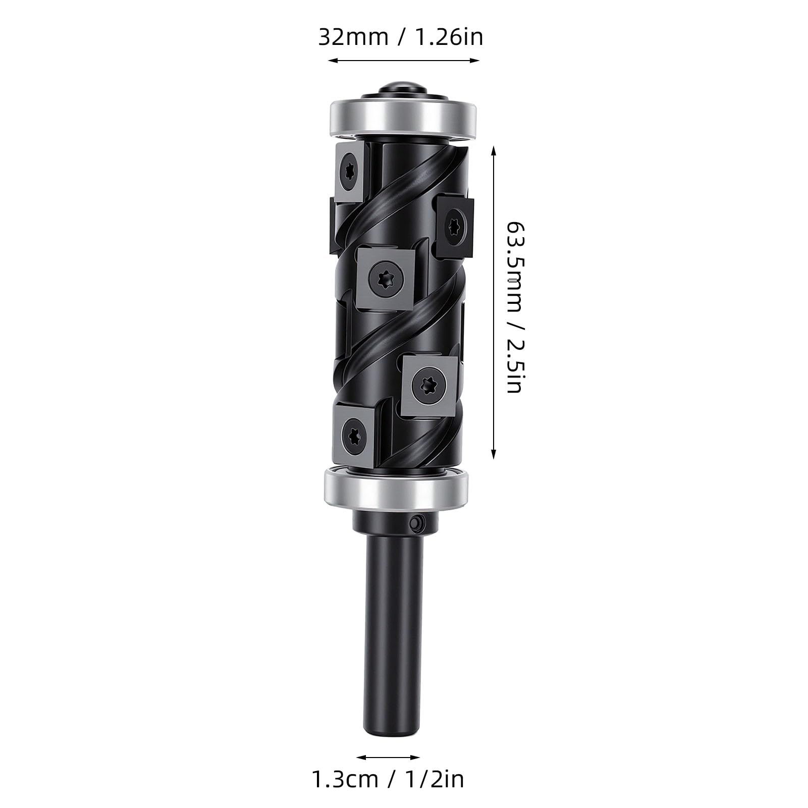 Luocute Frez do Przycinania Płaskiego, Chwyt 1/2, 32 Mm X 63,5 Mm | 7 sztuk odwracalnych wkładek węglikowych do sklejki melaminowej MDF HDF