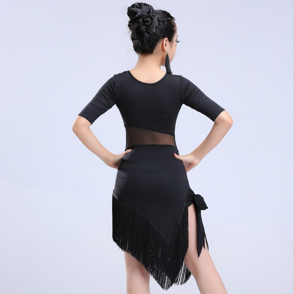 Enfants Filles Danse Vêtements Gland Hem Latin Dance Dress Exercice Performances Compétition Costume