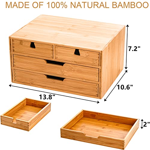 Deayou DE-BAMBOODESKORGANIZER-3T4D Bamboo Desk Organizer, Bamboo Storage Cabinet Box With 4 Drawers thumb #2