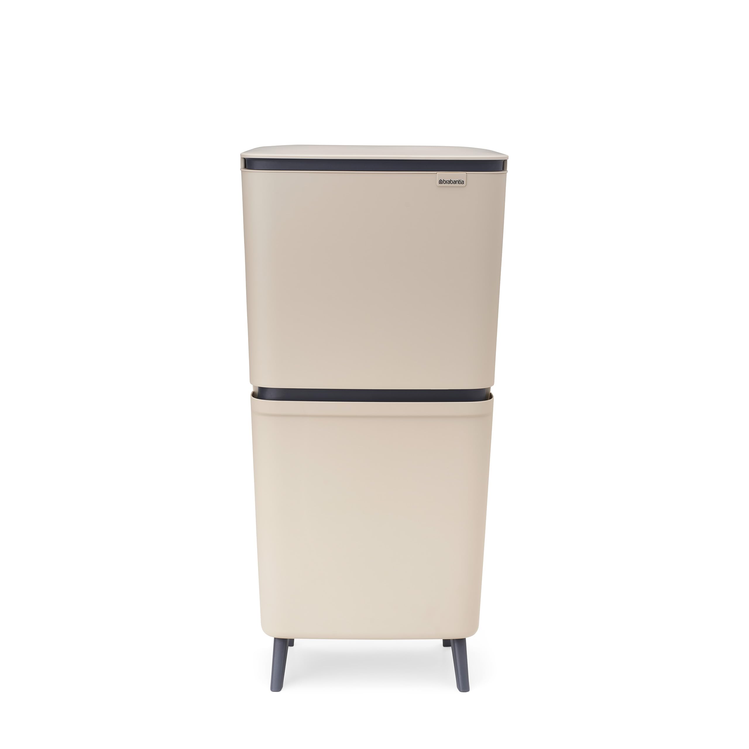 Brabantia SortUp Abfalleimer 20+25 Liter (Soft Beige), Mülleimer mit Deckel mit herausnehmbaren Behältern, schlankes Mülltrennsystem für die Küche mit sanft schließendem Deckel