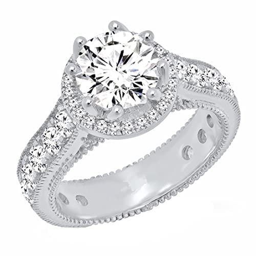 Dazzlingrock Collection 10K Solid Gold Round White Cubic Zirconia CZ Womens Bridal Engagement Ring