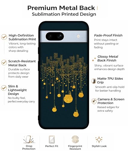 Image of City Light Pattern Design Premium 2D Printed Metal Back Case Cover for Google Pixel 7A 5G
