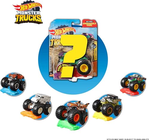 Hot Wheels Monster Trucks, 1 Toy Truck in 1:64 Scale & 1 Crushable Car, Vehicle Play for Kids & Collectors (Styles May Vary) - Image 3