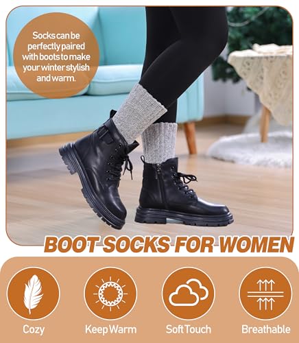Image of DYW Womens Merino Wool Boot Socks Thermal Thick Winter Warm Cozy Hiking Work Boot Socks Christmas Gift