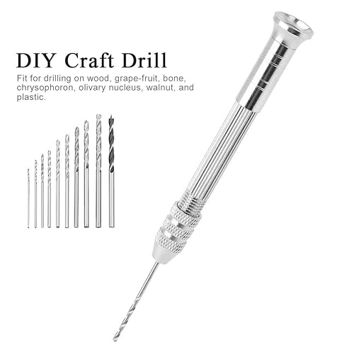 Miniatura 4 de Juego de taladro de mano, herramientas rotativas de precisión con tornillo de mano, mini kit de perforación giratoria con 10 taladros giratorios,