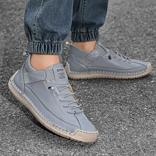 Image of Womens Casual Shoes Ankle Chukka Boots Slip On Breathable Loafers Handmade Fashion Sneakers Mid top Walking Driving Flats Shoes