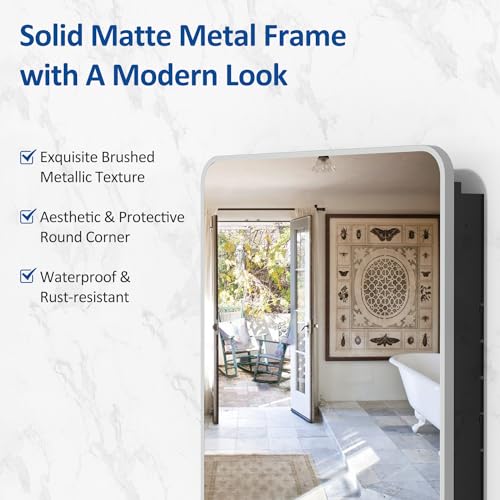 Image of ACEMIRO 24x30 Inch Bathroom Medicine Cabinet with Mirror Metal Framed Recessed or Wall Mounted Mirror Medicine Cabinets for Bathroom Brushed Silver