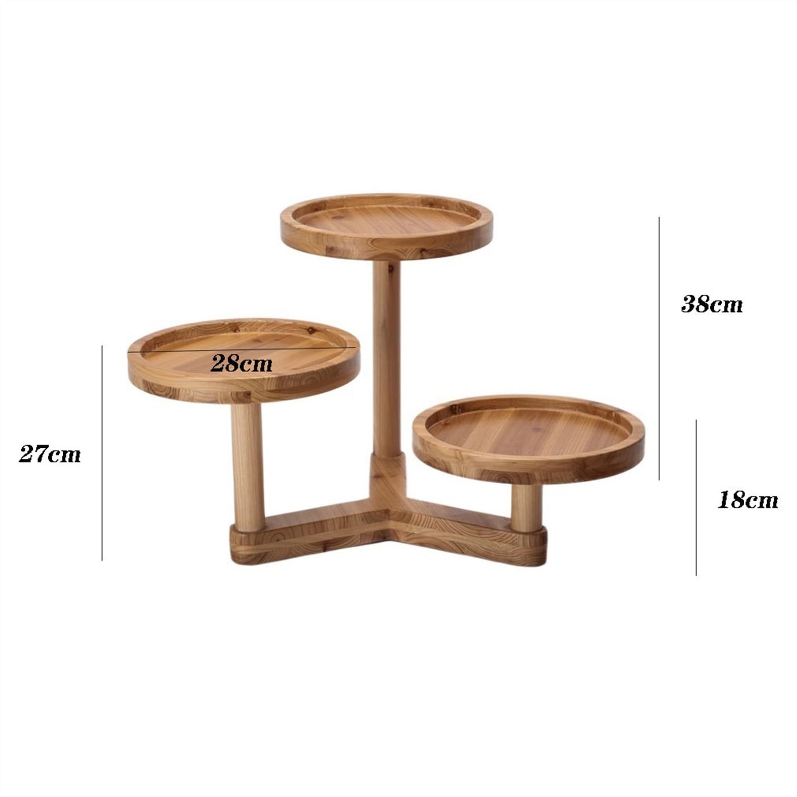 Portatorte Espositore for vassoio rotondo di fascia alta in legno a tre strati for torte da dessert for cupcake for snack frutta