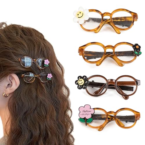 4Pcs Glass Shaped Hair Clips, Metal Non-Slip Alligator Hair Clips, Cute Hair Barrettes Strong Hold Hair Accessories Thanksgiving Christmas Gift for Women Girls