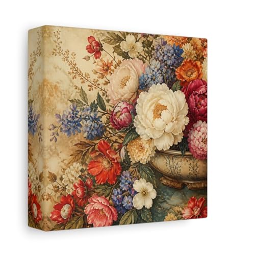 Toile vintage bouquet de fleurs châssis épais 3cm pour salon élégant