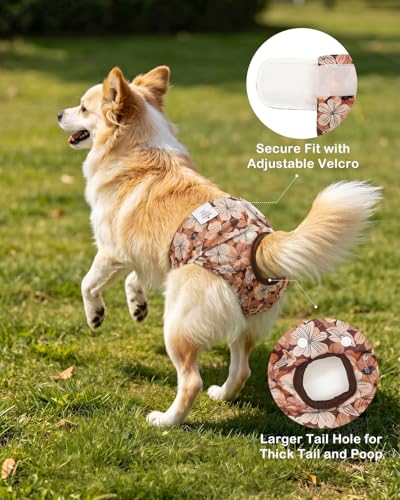Image of CuteBone Dog Diapers Female Washable Small Medium Large 3 Pack Reusable Doggie Diapers Puppy Period Pants for Doggy Heat Cycle Peeing
