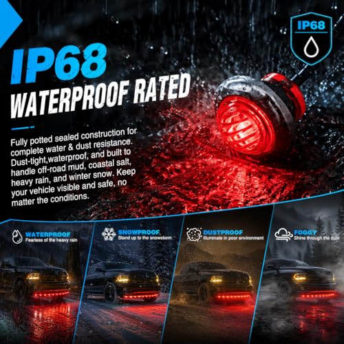 Image of Nilight 3 /4 inch Round Marker Lights 10PCS Red with 304 Stainless Steel Bezel | Side Bullet Clearance Light with IP68 Waterproof Hardwired 2 Wire Connectors and Bright LED for 12V Trailer Truck Camper Boat