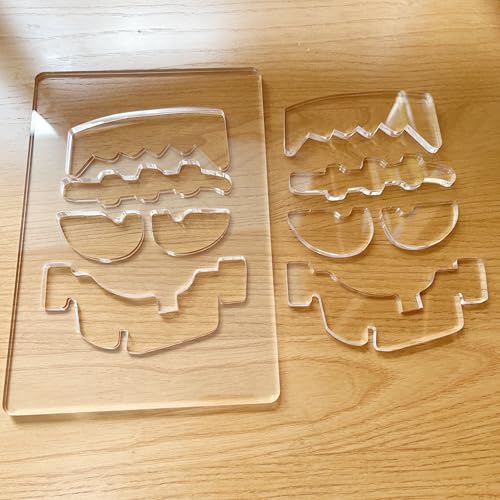 Acrylic Router Template for Jack O'Lantern Face Designs, 5.5x8 Inch, 8 Halloween Pumpkin Patterns, Woodworking Template (Frankenstein)