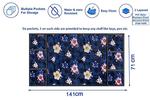 Image of Stylista Refridgerator top Cover Suitable for Samsung RS76CG8003S9HL, 653 Liter Fridge, Dimension (WXD) 71x141 CM, Floral Pattern Blue