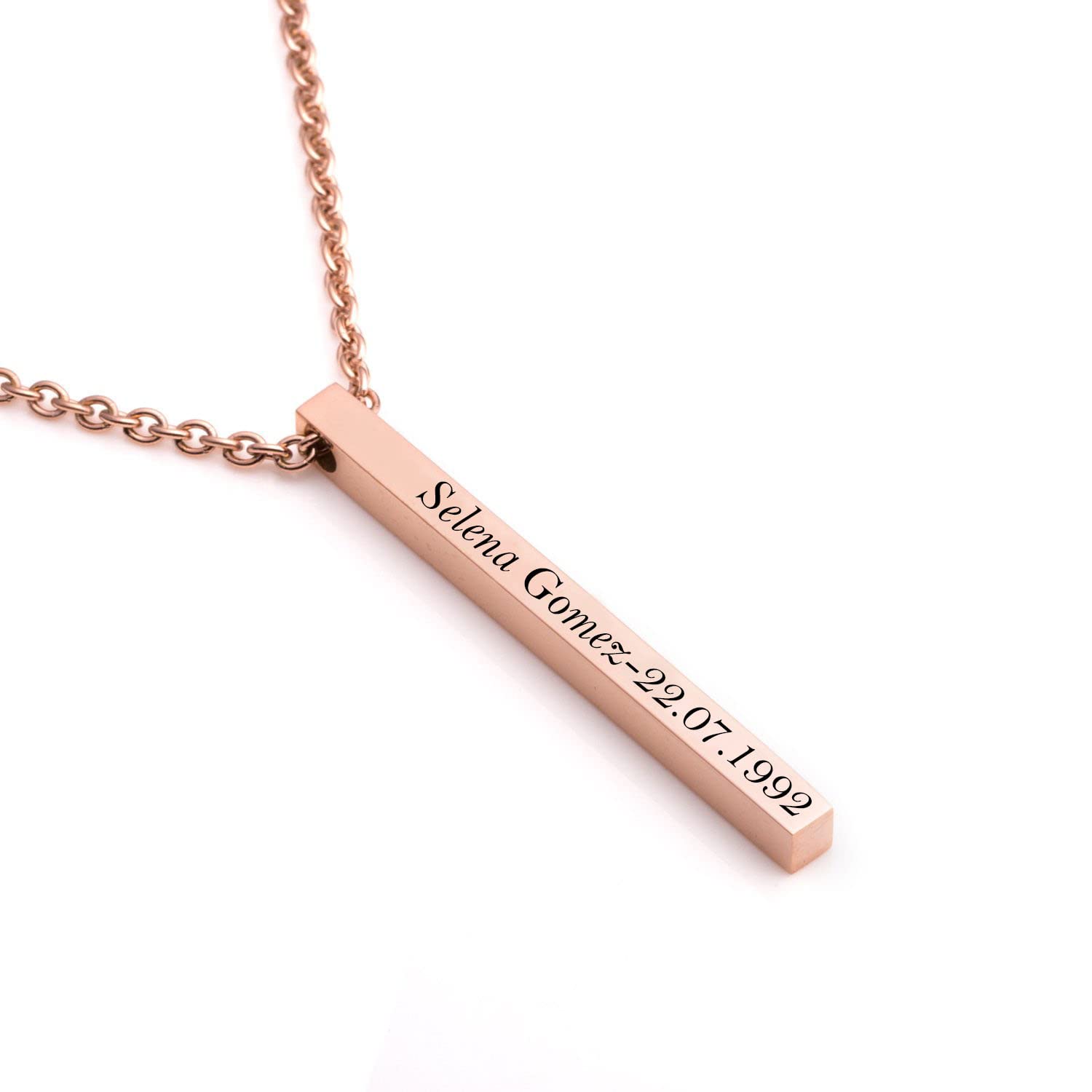 Fine ArtworkRose Gold SELENA GOMEZ Name Engraved Brass Bar Pendant Handmade