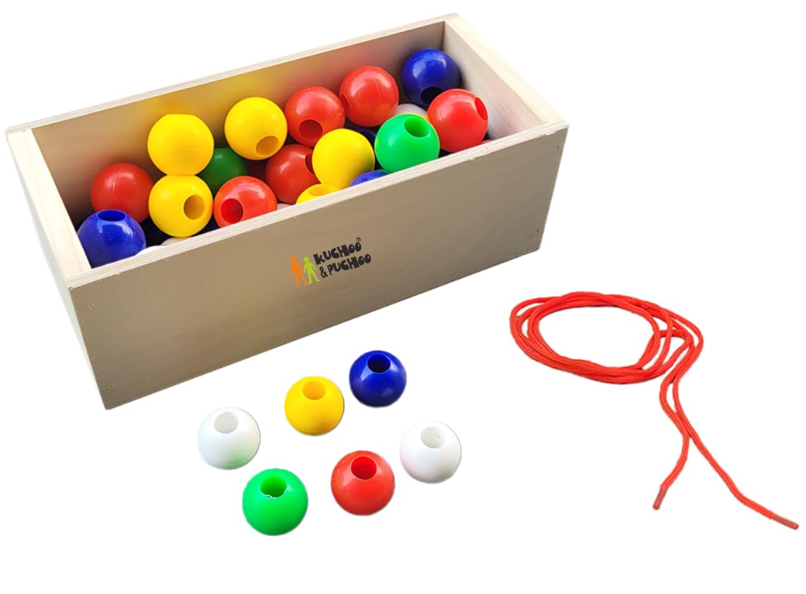 Buy EDUTOTS 6 Lacing Beads Set - 50 Large Wooden & Plastic Sphere