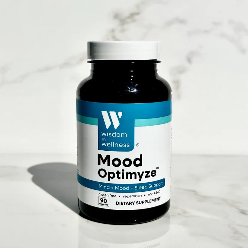 Wisdom In Wellness Mood Optimyze - 90 Mood Support Supplement Capsules - Soothing Support Supplement - Mind, Sleep & Mood Support Pills - Gluten Free & Non GMO Wellness and Relaxation Supplement