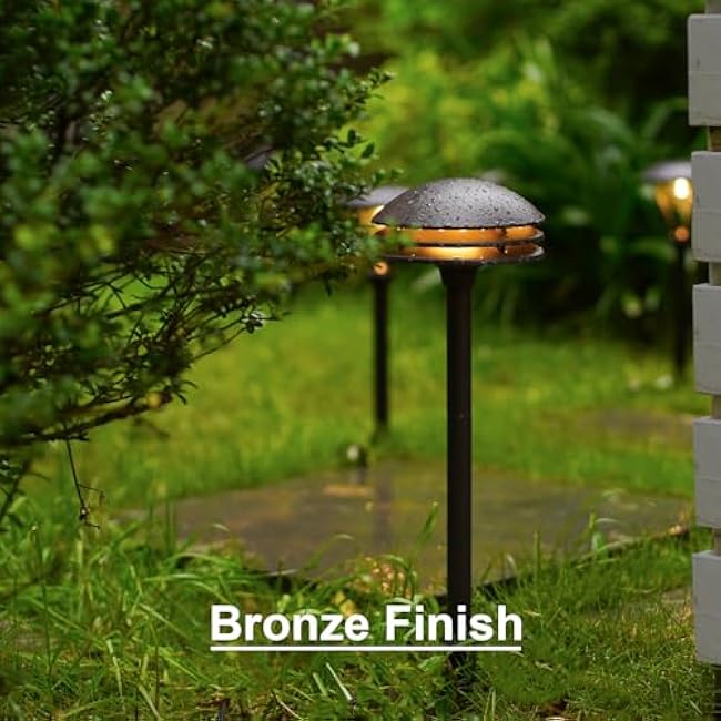 GOODSMANN Landscape Lighting Low Voltage Pathway Lights LED 2PK 4W 80 Lumen Outdoor Landscape Lighting 3 Tier Pagoda Landscape Path Lights 3000K Warm White Metal 12V AC Walkway Lights