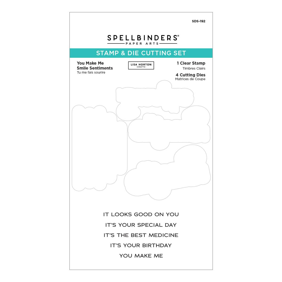 Spellbinders Clear You Make Me Smile Sentiments Stamp Set
