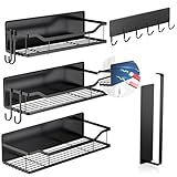 JulktLli Paquete de 5 estantes magnéticos multifuncionales para refrigerador, colgador de utensilios de cocina y