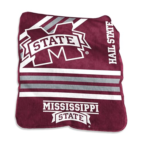 Logo Brands NCAA Mississippi State Bulldogs Striped Raschel Throw Blanket – 50 x 60 Soft Fleece Blanket, Officially Licensed Collegiate Design, Cozy Throw for Tailgating, Game Day, & Home Décor