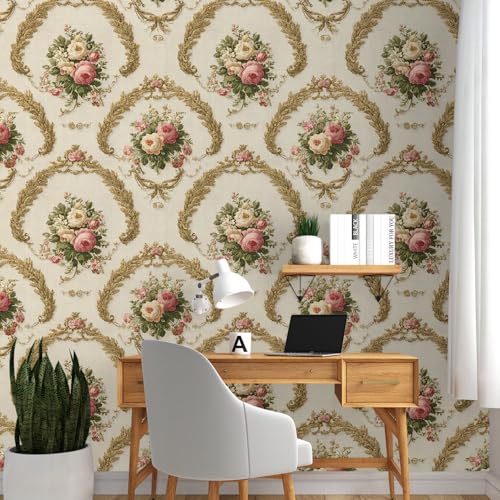 Image of PAPER PLANE DESIGN Vintage Floral Vinyl Self Adhesive Wallpaper Peel & Stick, Waterproof, Stain-Proof & Easy to Clean | 16 in X 90 in, Decor for Bedroom, Hallway, Living Room (B)