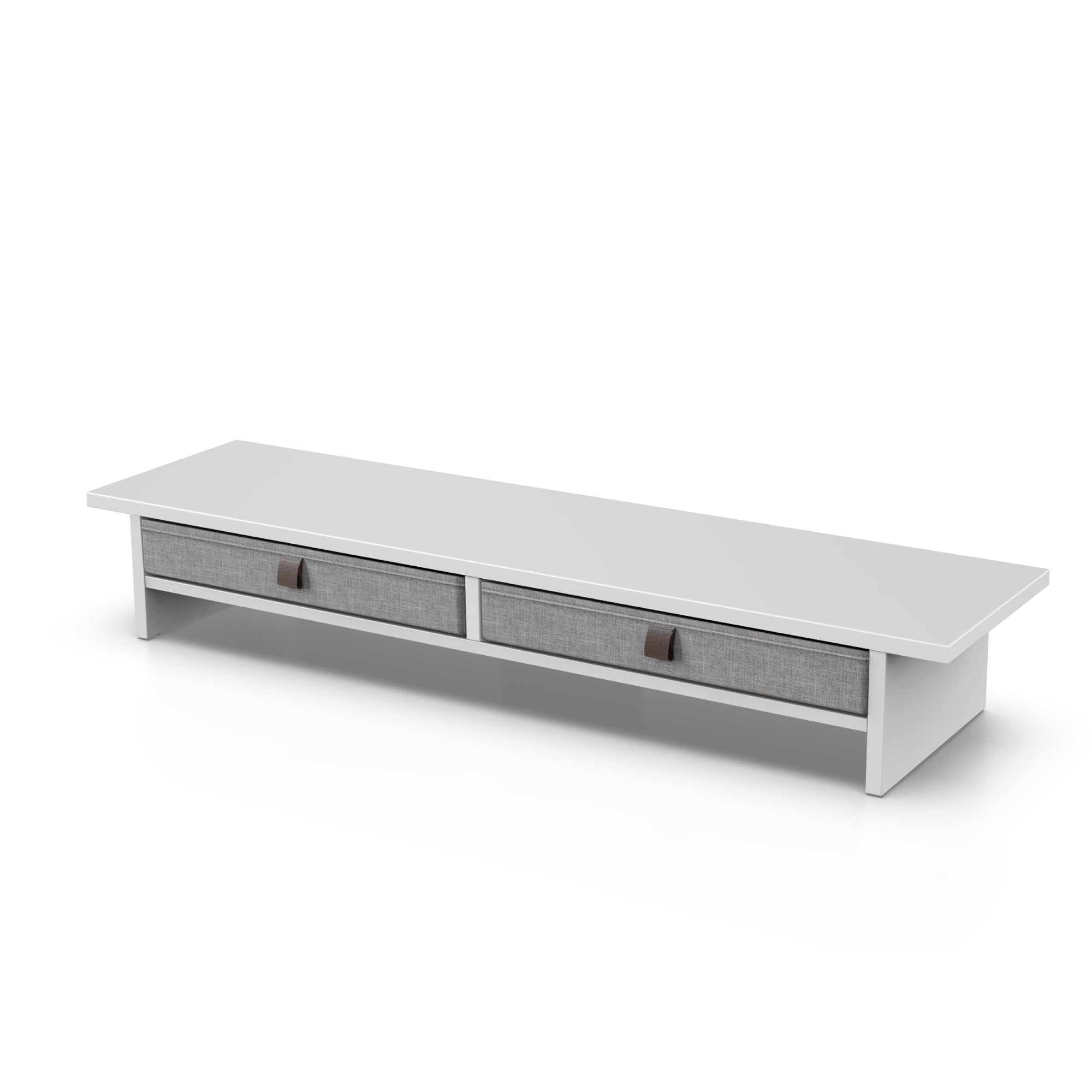Fenge Supporto per Doppio Monitor con Cassetto 90 cm Organizzatore da Scrivania a 2 Strati per PC/Laptop/Stampante/TV L90 x L23,5 x H14,2 cm (Bianco)