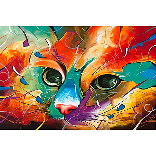 WACYDSD Puzzle Adulte 1000 Pièces Chat Coloré Chats Décoration Mur Moderne Art Cadeau Unique...