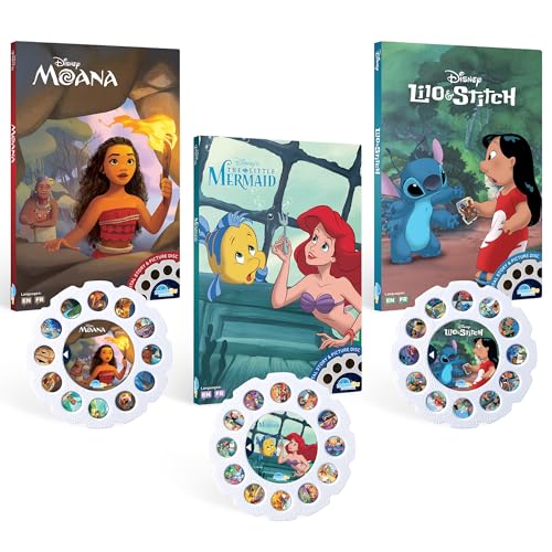 Image of Moonlite Storytime 3-Story Bundle, Requires Projector (Sold Separately), Moana, Lilo & Stitch, and The Little Mermaid, Vibrant Storybook Art Projections with Sound Effects & Music