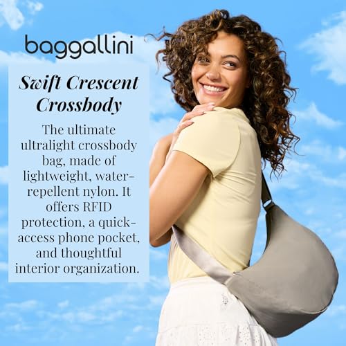 Image of Baggallini Swift Crescent Crossbody Bag for Women - Lightweight 12 inchx8 inch Travel Purse Handbag