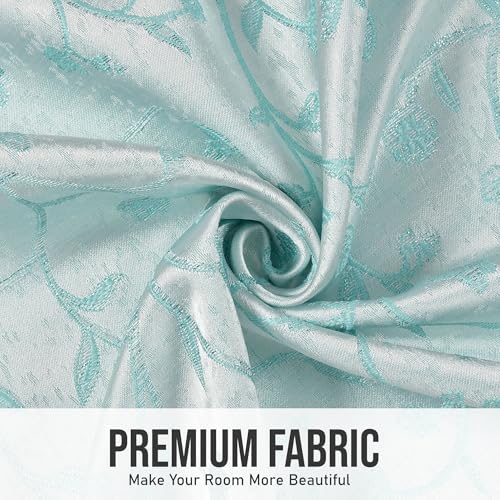 Image of FRESH FROM LOOM Light Blocking 80% Light Block Curtain 6 Feet Windows | Heavy Jari Jacquard Premium Luxury Floral Print | Semi Blackout | Durable Stitch Parda (6feet, Aqua, 1pc only)