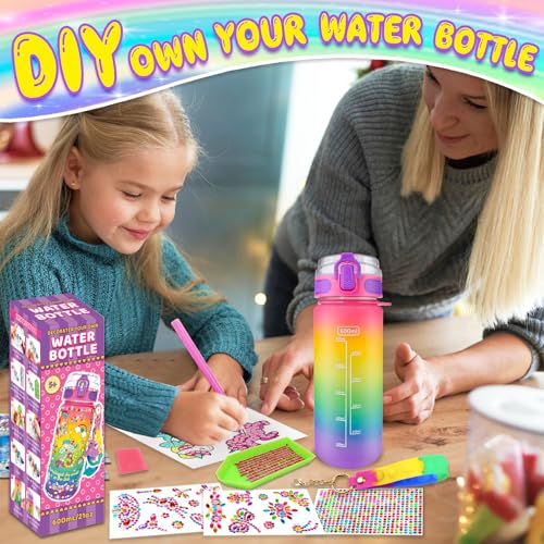 Image of EDSPORTSHOUSE Decorate Your Own Water Bottle Kits for Girls Age 4-6-8-10,Unicorn Painting Crafts,Fun Arts and Crafts Gifts Toys for Girls Birthday Christmas(Unicorn)