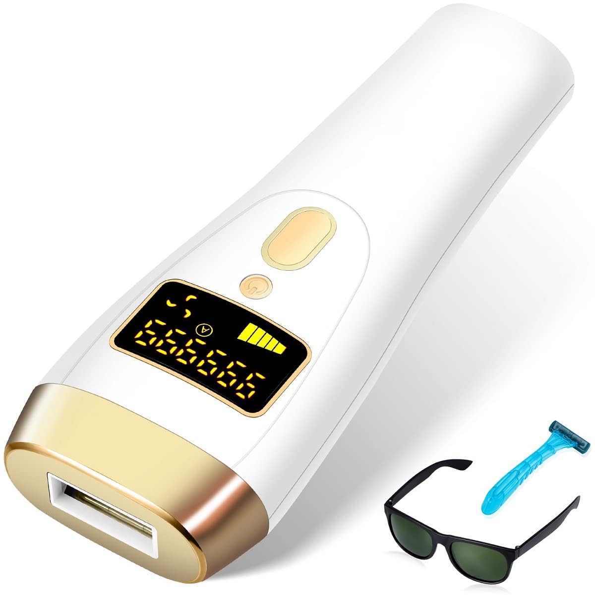 SELLASTIC IPL Laser Hair Removal Machine for Women and Men, Painless Permanent Long-Lasting Hair Remover Epilator Safe for Body, Facial, Bikini, Underarms, Armpit, with Razor & Glasses