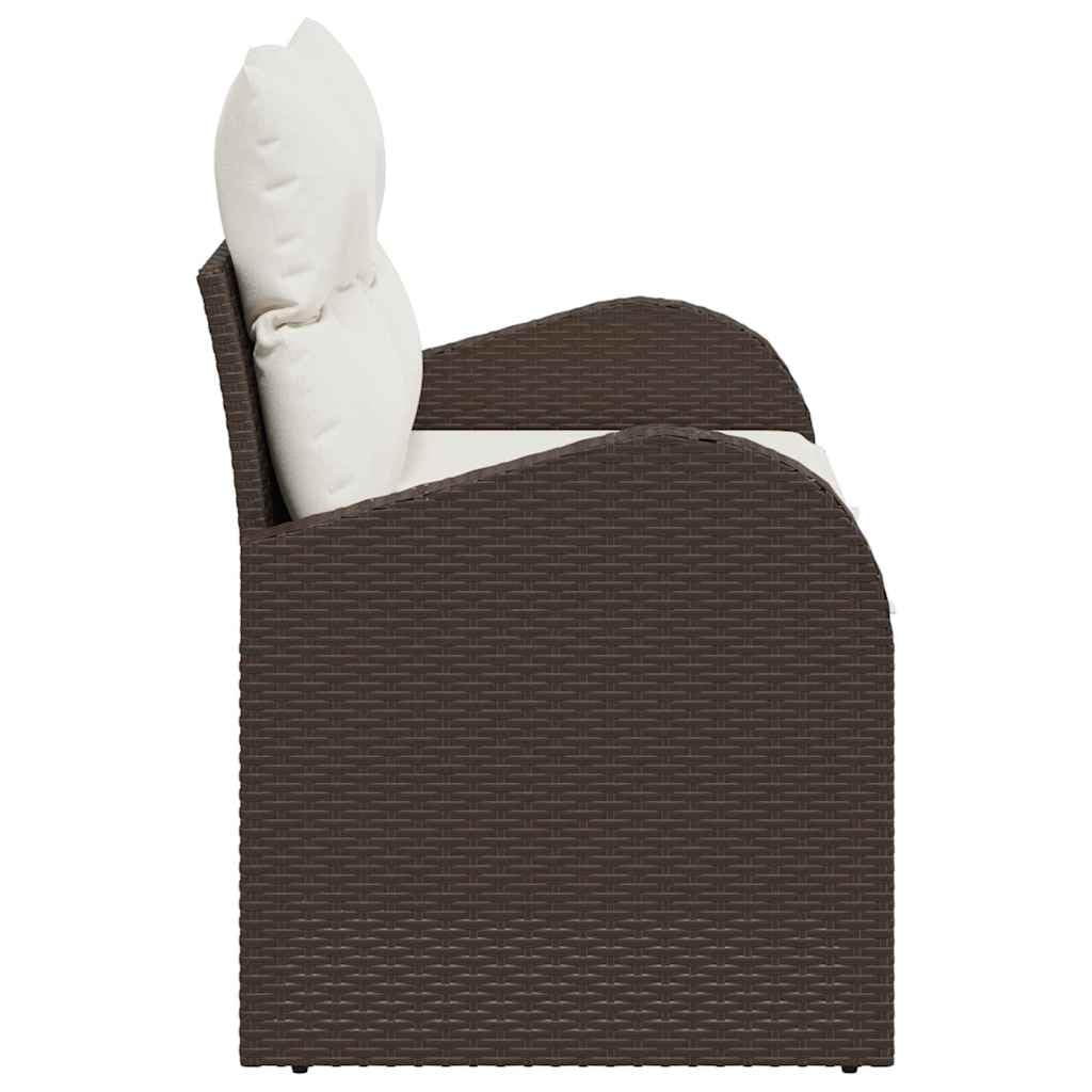 Divano da Giardino 2 Posti in Polyrattan Marrone con Cuscini | Mix di stile e robustezza per terrazzo e giardino. Struttura modulare in metallo con cuscini inclusi per esterno.