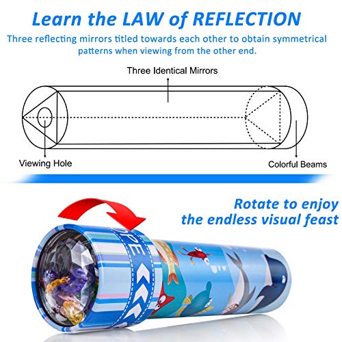 iKeelo Classic Tin Kaleidoscope, 2 Pack Kids Educational Kaleidoscope Toy with Metal Body, Birthday Gift for Boys and Girls (Under Water World -2 Units)