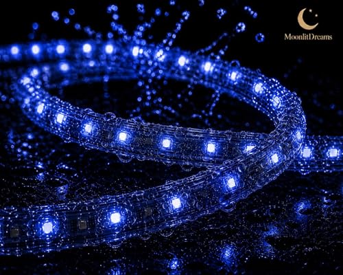 Image of MoonlitDreams 10M LED Rope Light | 120 LEDs /M Waterproof Strip Light | Blue Flexible Cove Light for False Ceiling, Balcony, Bedroom, Garden & Indoor Outdoor Decoration | Plug & Play Decorative Light