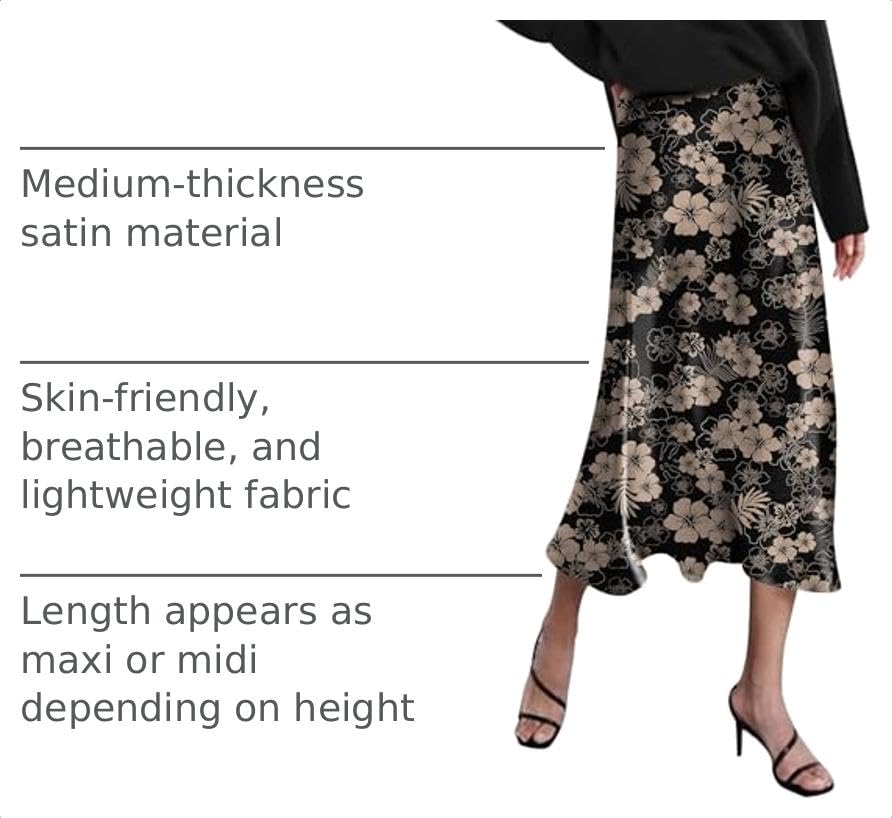 Image of Zeagoo Skirts for Women High Waist Skirt Elegant Midi Skirt Satin