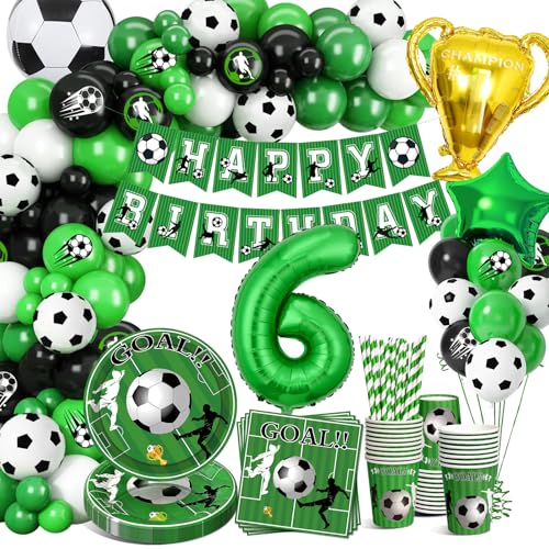 YEJIKJ Decoration Anniversaire Vaisselle Foot 6 ans, Kit Déco Fête Anniversaire Foot pour Enfant...