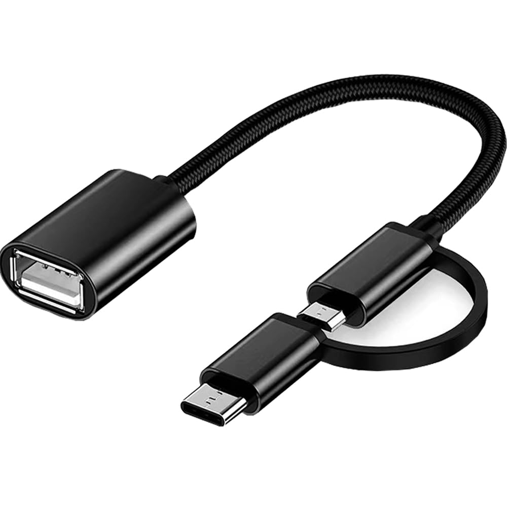 2-in-1 USB C/Micro to USB OTG Adapter, USB to Android Adapter Cable, Compatible with MacBook Pro Android Google Samsung Galaxy S21 S22 S23 Note 20/10 A53 and More, Black