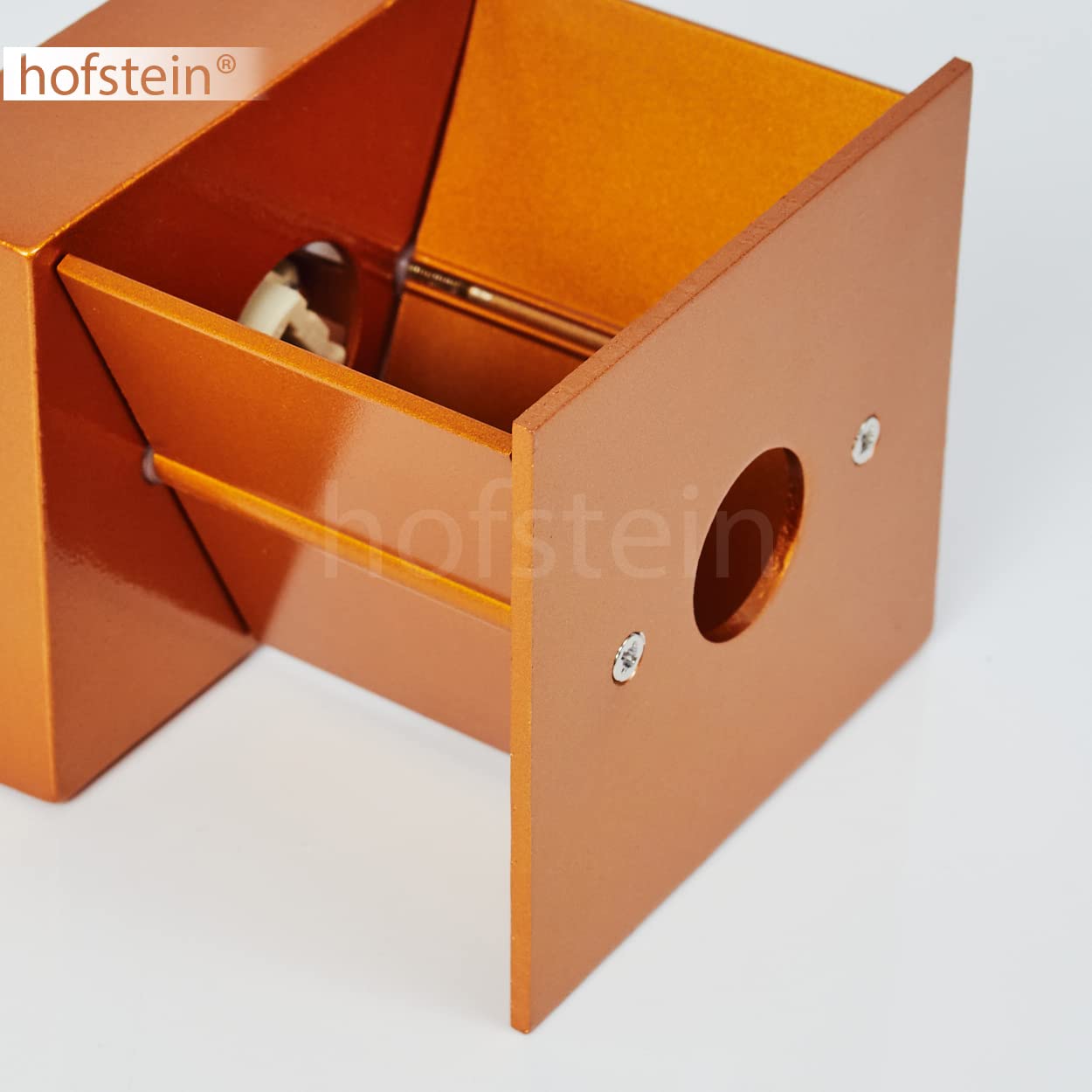 Wandleuchte Badajoz, moderne Wandlampe aus Metall in Schwarz/Kupferfarben, runde Leuchte m. verschiedenen Lichteffekten, Up&Down Leuchte, 1-flammig, 1x G9, ohne Leuchtmittel