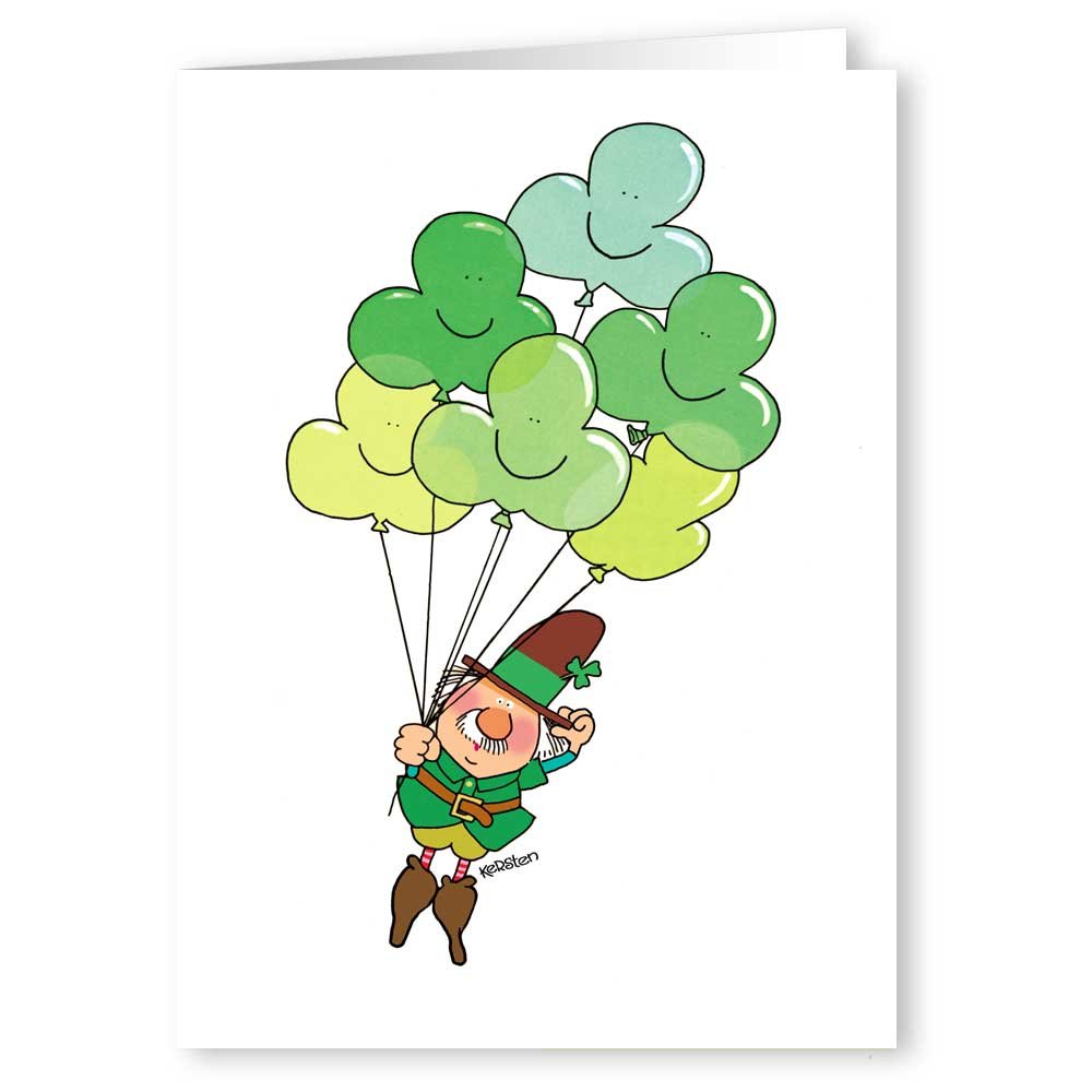 Clover Balloons St. Patricks' Day Card Set - 12 Cards/13 Envelopes