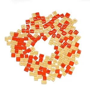 Sweven Art Mosaic Tiles, 10x10mm Square, 4mm Thick, Light Orange & Dark Orange (Pack of 200Gms)