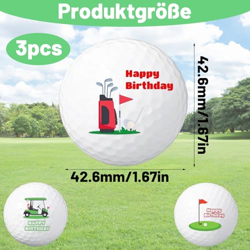 PDirat 3Pcs Happy Birthday Golfball, Personalisierte Geschenk, Golf Geschenke, Personalisiert, Happy Birthday Edition, Dreischichtiger Golfball