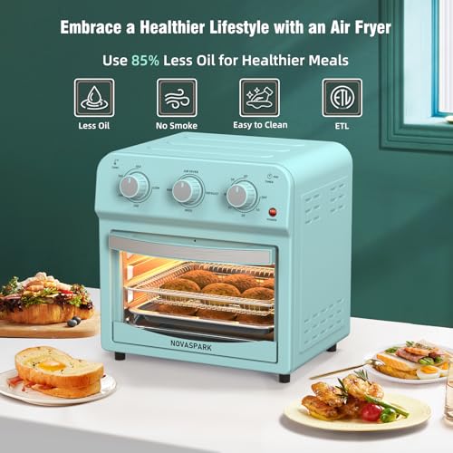 Air-Fryer-Toaster-Oven-Combo-Retro-Convection-Oven-Countertop12L-Small-Toaster-Oven-4-slices-or-6-PizzaBakeToastBroil-Air-Fry-1500W-Rapid-Heating-Mini-Toaster-Oven-Non-Stick-Blue Air Fryer Toaster Oven Combo Retro Convection Oven Countertop12L Small Toaster Oven 4 slices or 6 PizzaBakeToastBroil Air Fry 1500W Rapid Heating Mini Toaster Oven Non Stick Blue
