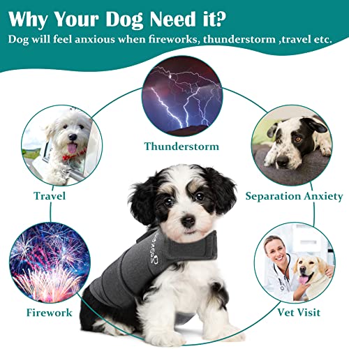 Image of Zeaxuie Baby-Use-Grade Dog Anxiety Vest, Breathable Dog Jacket Wrap for Thunderstorm, Travel, Fireworks, Vet Visits- Calming Coat for Small, Medium & Large Dogs-M-Gray